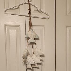 Ceramic Fish On Rope Rustic Cottage - Cabin Wall Hanging - Fish Stringer